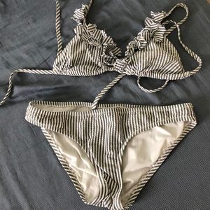 Seersucker bikini j.crew ruffle